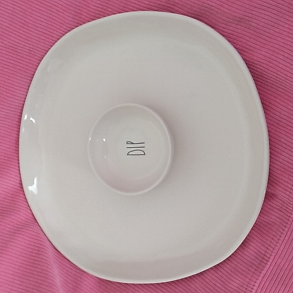 Rae Dunn dip & chips ceramic platter